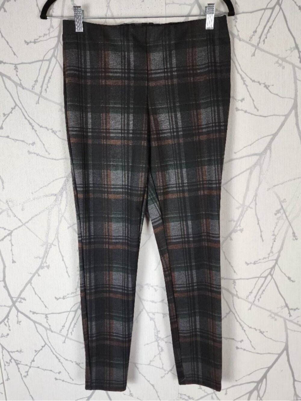 Jules & Leopold Plaid Checks Ponte Knit Mid Rise Pull On Leggings